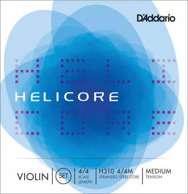 Cordes d'orchestre D'Addario Helicore pour violon, tension moyenne, 4/4