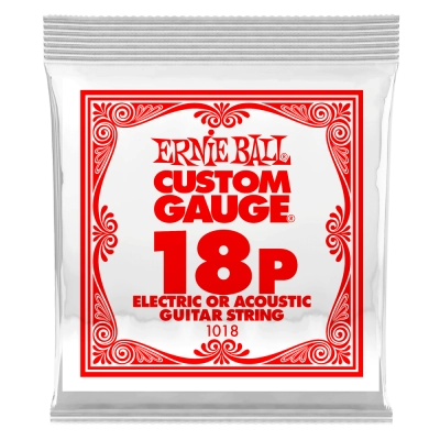 Corde simple en acier pour guitare électrique ou acoustique Ernie Ball - .018