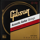 Gibson - Cordes pour guitare acoustique 80/20 Bronze - Light 12-53