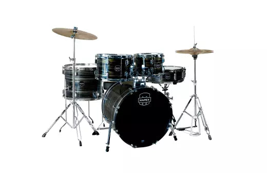 Mapex - Comet Batterie 5 pièces (20", 10", 12", 14", grosse caisse) avec cymbales et accessoires - Finition jaune ébène
