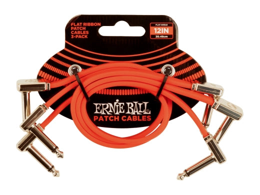 Câble plat Ernie Ball - Lot de 3 (12 pouces) - Rouge