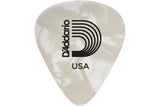 D'Addario - Médiator classique en celluloïd blanc nacré, calibre moyen (0,70 mm) - Lot de 25