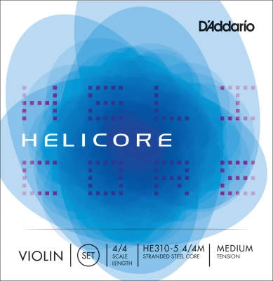 D'Addario Orchestral - HE310-5 4/4M - Jeu de cordes Helicore pour violon 5 cordes, diapason 4/4, tension moyenne