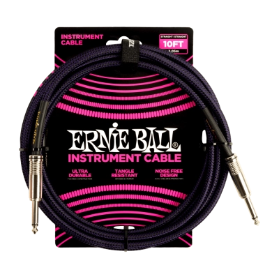 Ernie Ball - 10 Straight Braided Cable - Purple Black