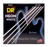 DR Strings - Jeu de 5 cordes pour basse avec revêtement blanc fluo - Medium 45-125