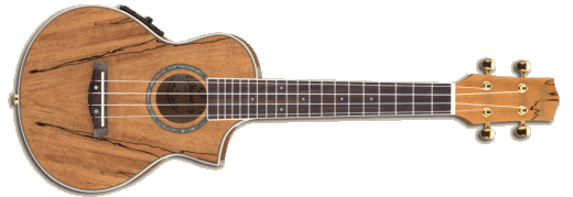 Ibanez - Ukulélé avec table en érable moucheté et électronique, housse de transport