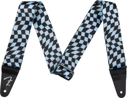 Sangle Fender en polyester à damier ondulé - Bleue