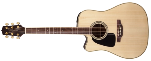 Takamine - Guitare acoustique/électrique Dreadnought à table massive pour gaucher - Naturel brillant