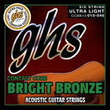 Cordes GHS - Cordes pour guitare acoustique Contact Core Bronze brillant - Ultra légères