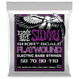 Jeu de cordes pour basse Ernie Ball Power Slinky Flatwound - Diapason court 50-110