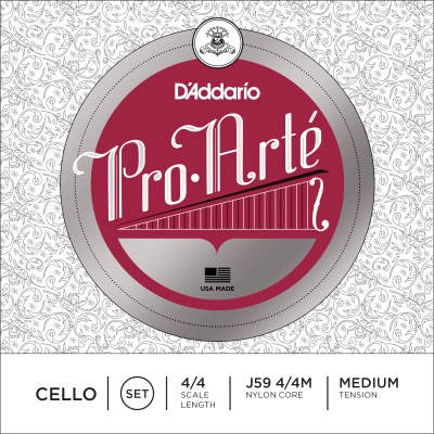 D'Addario Orchestral - J59 4/4M - Jeu de cordes pour violoncelle Pro-Arte, diapason 4/4, tension moyenne