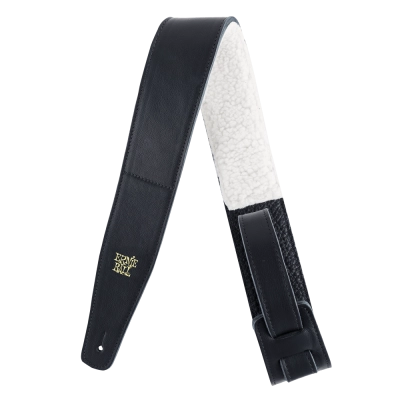 Bracelet Ernie Ball en cuir italien réglable de 6,35 cm avec rembourrage en fourrure - Noir
