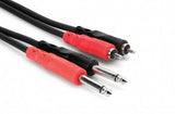 Hosa - Adaptateur double jack 6,35 mm TS vers double RCA, 2 m