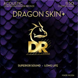 DR Strings - Cordes pour guitare acoustique Dragon Skin+ avec revêtement en bronze phosphoreux - Custom Light (11-50)