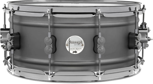 Pacific Drums - Concept Series 6.5x14 Gun Metal Over Steel Snare with Black Nickel Hardware