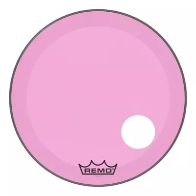 Peau de grosse caisse Remo Powerstroke P3 Colortone 26 avec trous décalés de 5 pouces - Rose