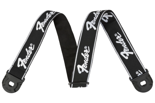 Sangle de serrage rapide Fender Quick Grip, 2 - Noir avec logo blanc