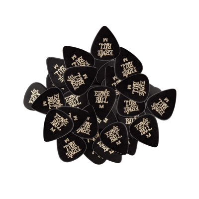 Médiators Ernie Ball noirs, médiums moyens, paquet de 144
