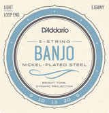 DAddario - EJ60NY - Jeu de 5 cordes pour banjo, nickel, Light 9-20