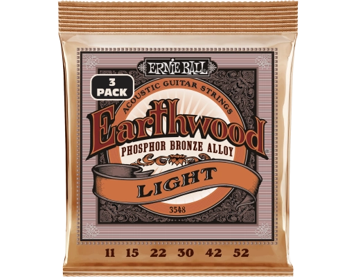 Cordes pour guitare acoustique Ernie Ball Earthwood Phosphor Bronze (lot de 3) - 11-52