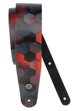 D'Addario - Sangle de guitare en cuir imprimé - Hexagone rouge