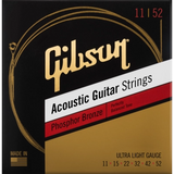 Gibson - Cordes acoustiques en bronze phosphoreux - UltraLight 11-52