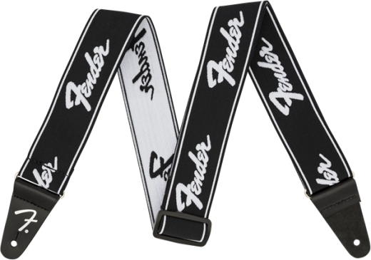 Fender - Weightless Strap with Running Logo - Black and White