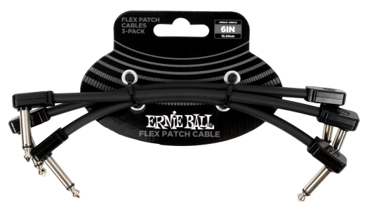 Câble de brassage flexible Ernie Ball - 6 pouces - Noir (paquet de 3)