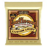 Cordes acoustiques Ernie Ball Earthwood Custom Light 80/20 Bronze, 11,5-54, lot de 3