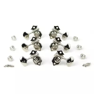 Graph Tech - 3+3 Ratio Acoustic Guitar Machine Heads Butterbean Open Back - Nickel