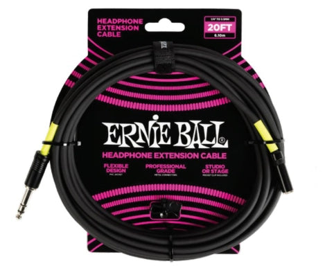 Câble d'extension pour casque Ernie Ball - Jack 6,35 mm vers jack 3,5 mm - 6 m