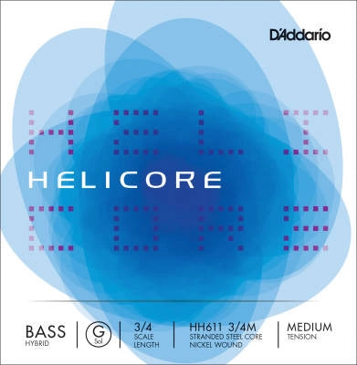 D'Addario Orchestral - HH611 3/4M - Corde de basse hybride Helicore, simple corde de sol, diapason 3/4, tension moyenne