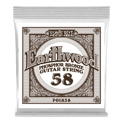 Corde simple pour guitare acoustique Earthwood en bronze phosphoreux Ernie Ball - .058