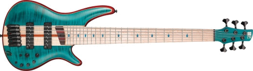 Ibanez - Guitare basse électrique 6 cordes SR Premium avec housse - Vert Caraïbes à faible brillance