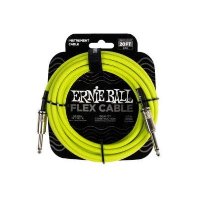 Câble d'instrument flexible Ernie Ball droit/droit 6 m (20 pi) - Vert