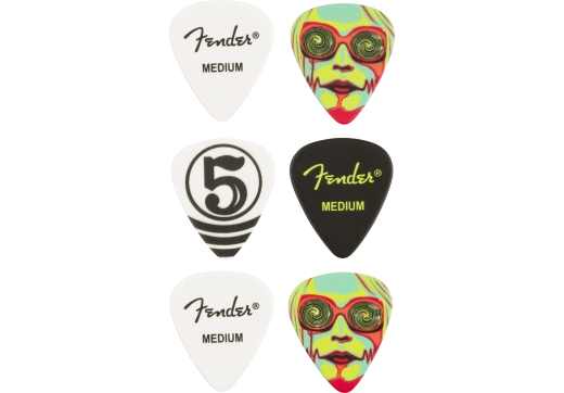 Fender - Médiators en celluloïd style John 5 351, médium (paquet de 6)