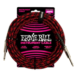 Câble tressé droit Ernie Ball - 25 pieds - Rouge et noir