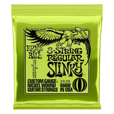 Cordes de guitare électrique Ernie Ball Regular Slinky 8 cordes filées en nickel - Calibre 10-74