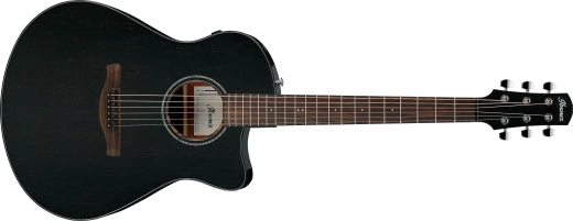 Ibanez - AAM340CE Advanced Auditorium avec guitare acoustique/électrique à pan coupé - Noir rustique brillant