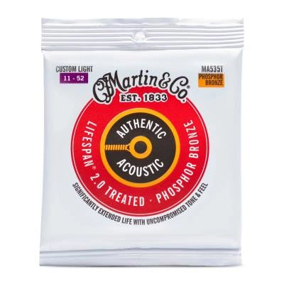 Martin - Cordes de guitare Authentic Acoustic Lifespan 2.0 - 92/8 Bronze phosphoreux - Custom Light 11-52