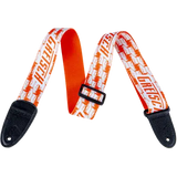 Guitares Gretsch - Sangle à motifs de pingouins orange alternés - Blanche
