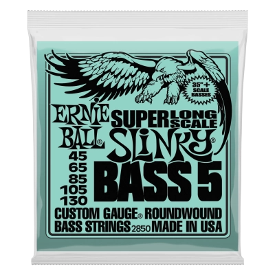 Cordes de basse Ernie Ball Nickel Wound Super Long Scale Slinky 5 cordes - .045-.130