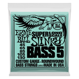 Cordes de basse Ernie Ball Nickel Wound Super Long Scale Slinky 5 cordes - .045-.130