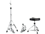 Pack d'accessoires Tama comprenant une pédale Iron Cobra, un siège de batterie type selle 1st Chair et un pied de charleston