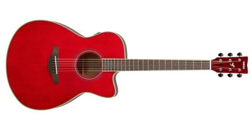 Yamaha - Guitare acoustique FS TransAcoustic Folk Cutaway - Rouge rubis