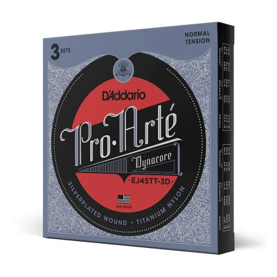 DAddario - EJ45TT Pro-Arte DynaCore Classical Guitar Strings - Normal Tension, 3 Pack