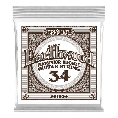 Corde simple pour guitare acoustique Earthwood en bronze phosphoreux Ernie Ball - .034