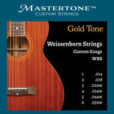 Cordes Weissenborn Gold Tone pour guitare acoustique - Jauge personnalisée