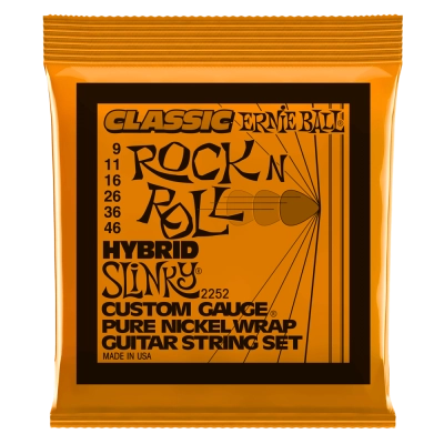 Cordes de guitare hybrides classiques en nickel pur Ernie Ball - 0,009 à 0,046
