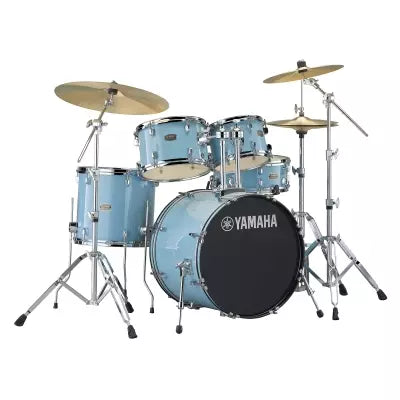 Yamaha - Rydeen Batterie 5 pièces (20", 10", 12", 14", grosse caisse) avec accessoires, cymbales et siège - Bleu clair brillant
